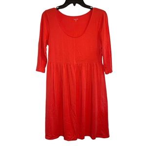 Garnet Hill Women’s Orange Scoop-Neck A-Line Babydoll Tunic Dress Size XS